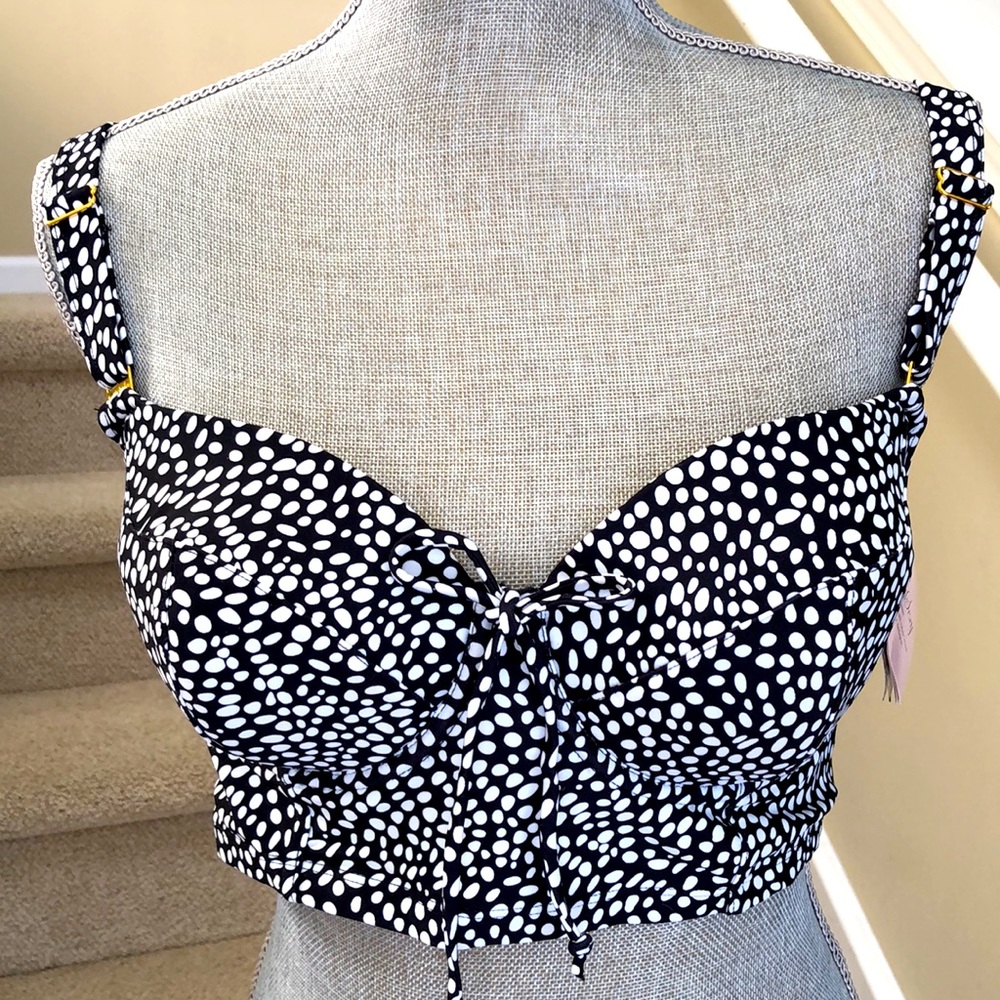 Smart & Sexy Black and White Polka Dot Swim Top